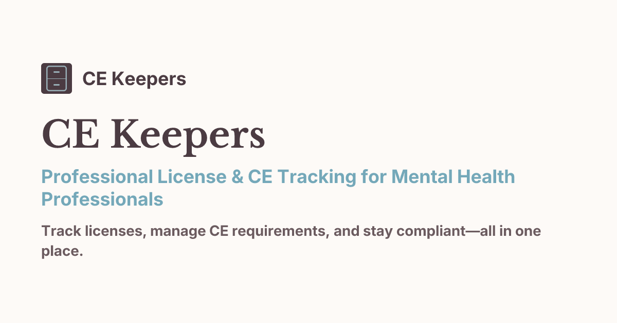 CE Keepers - Track Your Continuing Education | CE Keepers